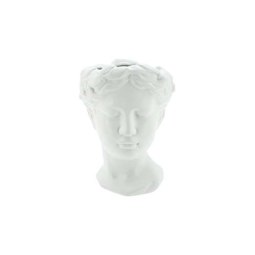 Girl Pot White Statue 13.5x14.5x19cm Glazed Ceramic Planter, Herbs & Succulents