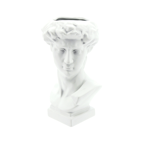 Pot David White Statue 15.5x13.5x26cm Glazed Ceramic Planter, Herbs & Succulents