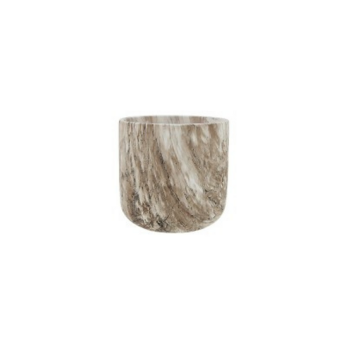 Marble Look Round Ceramic Pot Planter For Herbs & Cactus 1 Piece Brown 10x10x10cm 