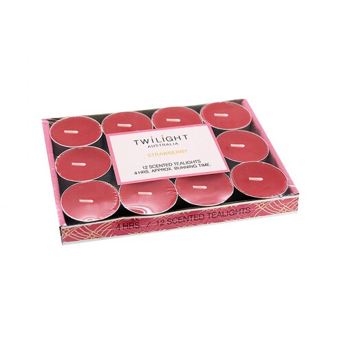 12pce Strawberry Scented Tealight Candles 4 Hour Burn Time