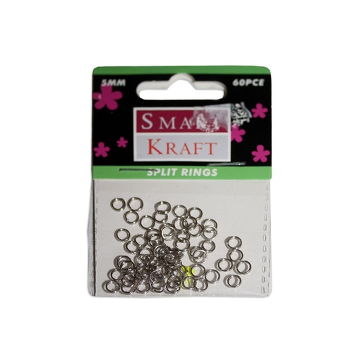 60x 5mm Split Rings Silver Metal Findings Miniature Crafts, 1 Pack