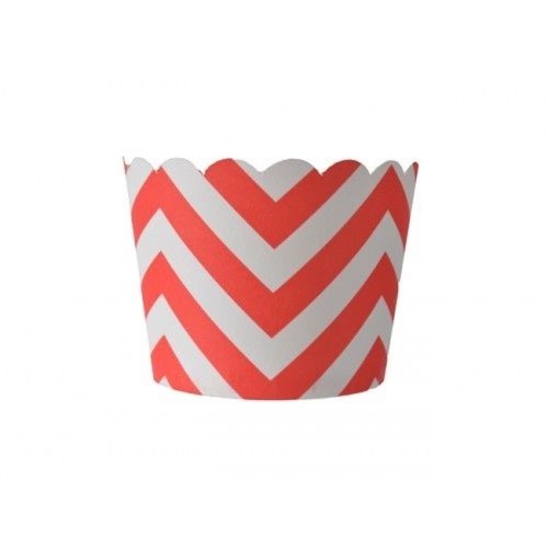 25pk Baking Cups Classic Chevron Design Red and White for Cup Cakes, etc