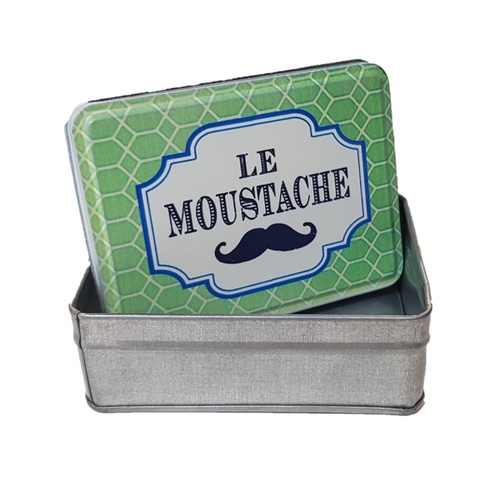 LE MOUSTACHE - 1pce 10x8x3cm Vintage Moustache Tin Le Moustache - Left