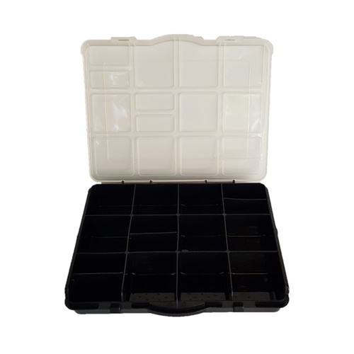 1pce Black 16x12x3cm 15 Section Craft Storage Container with Open/Close Lid Organiser