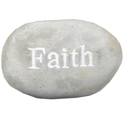 Faith 12cm Cement Inspirational Stone / Pebble, Feel Good, Paperweight, Garden 400g