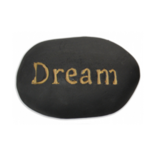 Dream - Inspirational Stone Black & Gold with Wording 12cm 1pce