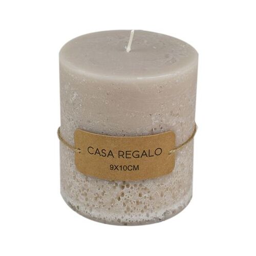 1pce Casa Regalo 9x10cm Earth Scented Pillar Candle Cream Stone Colour Long Burn