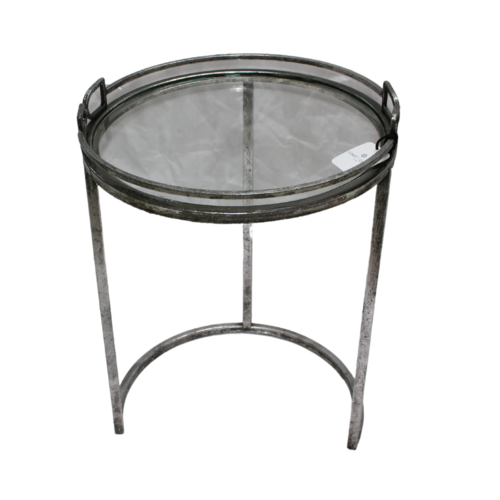 1pce Large Bridle Metal Mirror Side Tables 54x40cm Silver Hollywood Regency