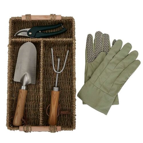 5pce Peggy Garden Tools Set with Basket 37x22cm Gift Set Herb Maintenance