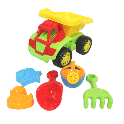 28cm Kids Beach Truck Toy Sand Tools Set 7pce Plastic Colourful Family