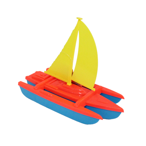 25cm Bath Sail Boat Orange, Blue & Yellow For Beach & Pools Plastic Floats