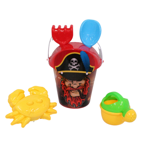 6pce Pirate Beach Bucket Gold Beard Set 28x16cm Sand Fun Games Family & Kids