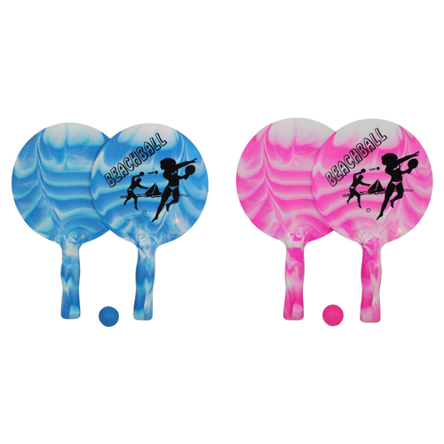 2pce Bat & Ball Set 38cm Pink & Blue Beach Pool Game Great Fun For The Kids