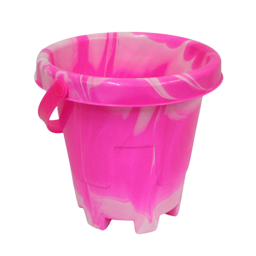 20cm Pink Round Sand Bucket Plastic Toy Great For Kids At The Beach