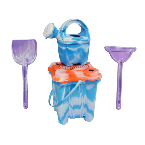6pce Blue Square Beach Bucket Set 17.5x16cm Sand Fun Games Family & Kids