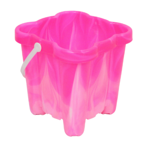 16cm Sand Castle Bucket Pink Square Plastic Toy Great For Kids At The Beach