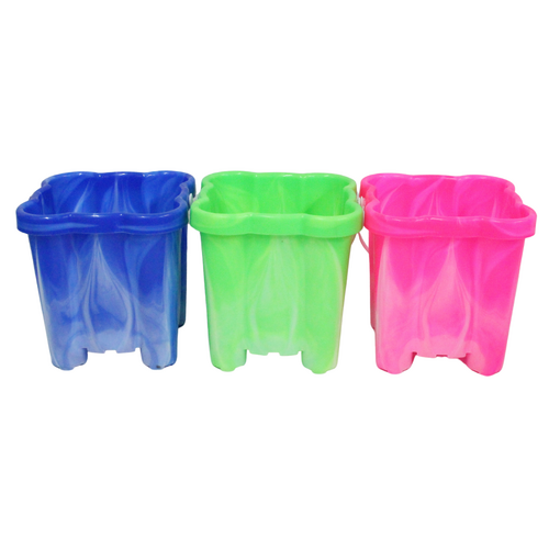 3pce Beach Sand Castle Buckets Set 16cm Square Plastic Toy Great For Kids
