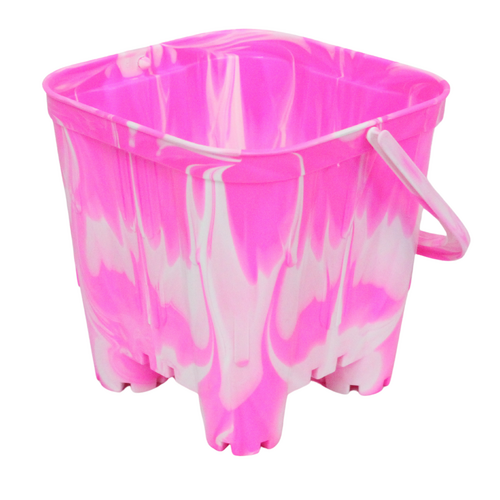14.5cm Pink Square Sand Bucket Plastic Toy Great For Kids At The Beach