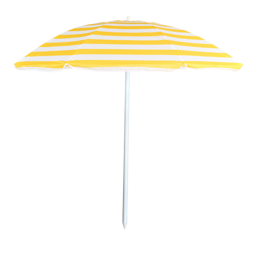 1.6m Beach Umbrella White & Yellow Stripe Great For The Beach & Travelling