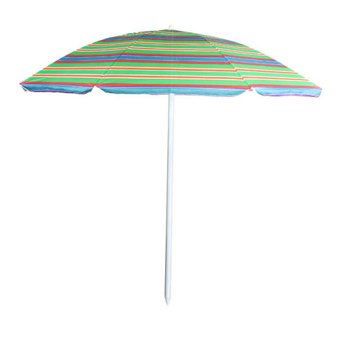 1.6m Beach Umbrella Green, Blue & Red Stripes Great For The Beach & Travelling