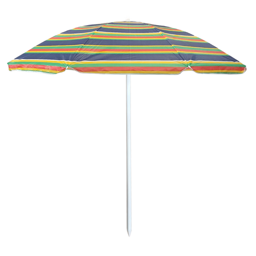 1.6m Beach Umbrella Green, Red, Yellow Stripes Great For The Beach & Travelling