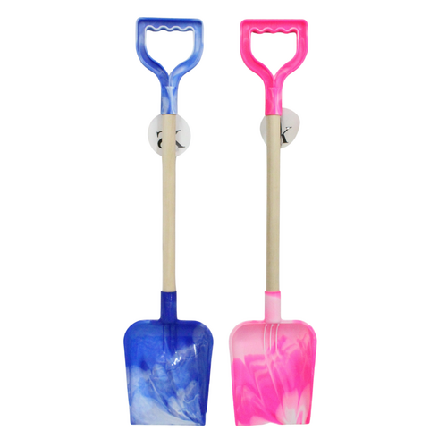 2pce Shovel Spade Set 58cm Pink & Blue Wooden Beach Toy For Playing In The Sand
