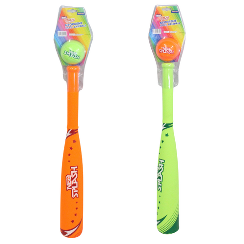 61cm Orange + Green Pool Baseball Bat and Ball Set Neoprene Great Water Game