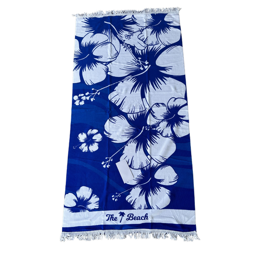 Fringe Beach Towel The Beach Hibiscus Blue Cotton 1 Piece 85x170cm