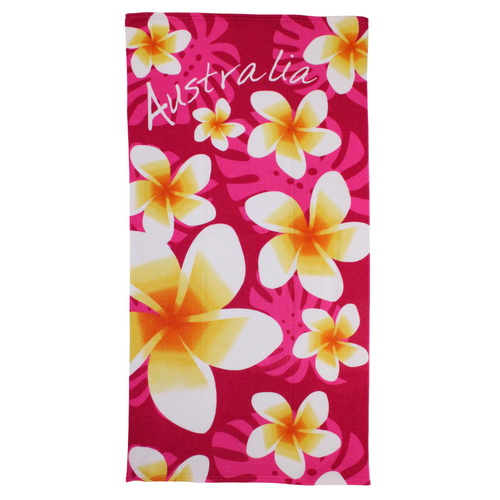 Beach Towel Australian Frangipani Flowers Pink Cotton 1 Piece 75x150cm