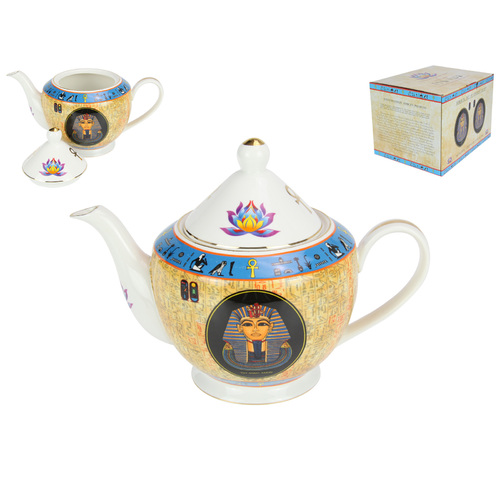 1pce 1.6L White King Tut Ancient Egyptian Magical Art Teapot Gift China Ceramic