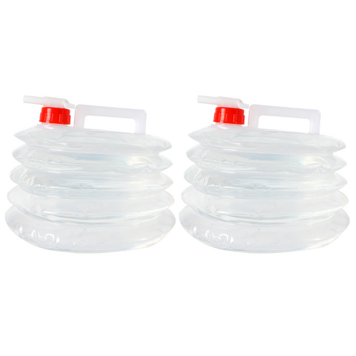2x 5L Water Carrier Bottles Expanding Clear Collapsible Travel Compact