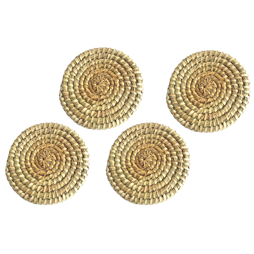 Maine & Crawford 4pce Coasters 10cm Leo Palm Leaf Natural Style