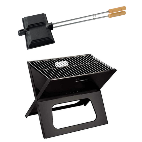 Jaffle Iron & Fire Pit BBQ Camp Cooking Set, Cast Iron with Wooden Handles