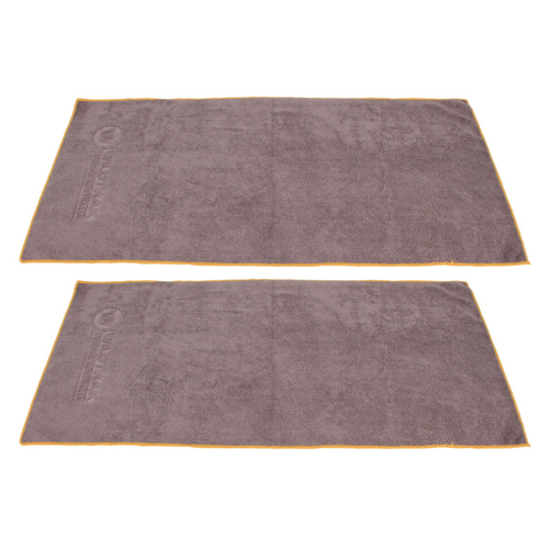 2x Towels Small 90x42cm Quick Dry In Carry Bag Grey Ideal for Travelling