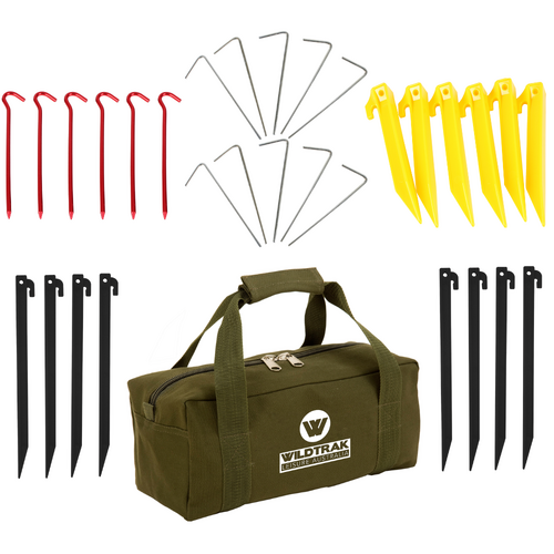 Canvas Peg Bag + 30 Pegs & Carry Handles Camping Travel Set