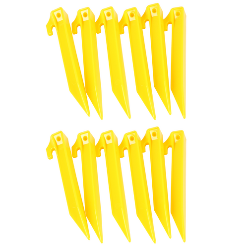 12x Tent / Mat Pegs 17cm Durable Plastic Yellow