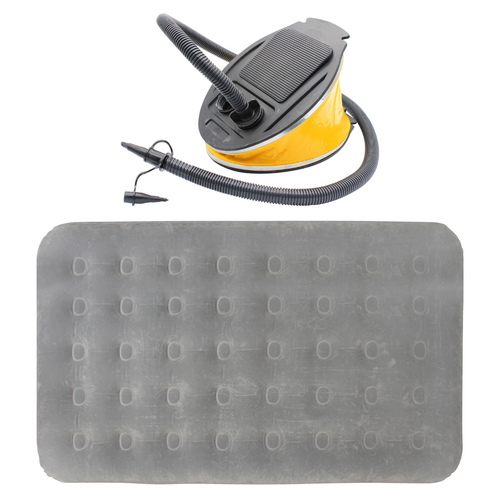 Double Air Mattress Bed + Inflator Foot Pump 191x137x23cm Silver 2pce