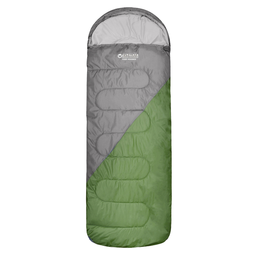 Gibb Hooded Sleeping Bag 215x70cm 10 to 15 Degrees C, Green & Silver