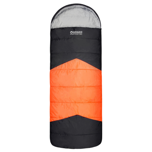 Bremer Hooded Jumbo Sleeping Bag 230x90cm 0 to -5 Degrees C, Orange & Black