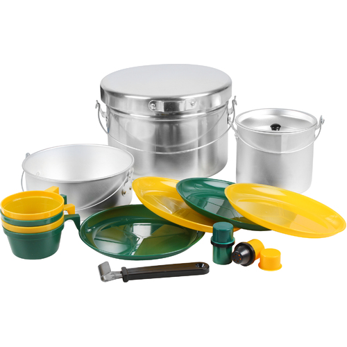 Aluminium 4 Person Mess Kit 16 Piece Set, Tableware & Travel Cookware