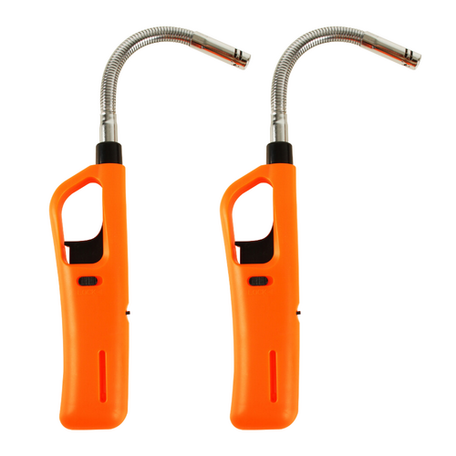 2x BBQ Gas Lighters Set 27cm Flexible Head Refillable Orange