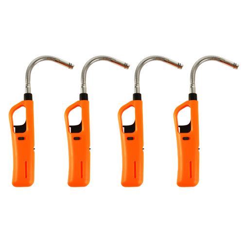 4x BBQ Gas Lighters Set 27cm Flexible Head Refillable Orange