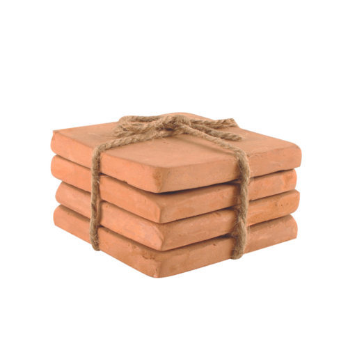 Maine & Crawford 13cm Caharin 4pce Terracotta Coasters Set Square