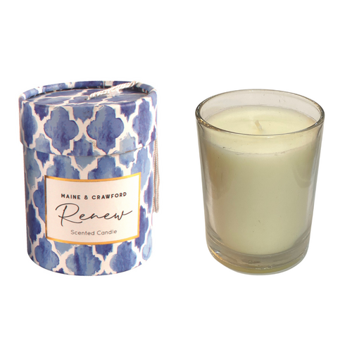 Maine & Crawford 220g Scented Glass Candle "Renew" from The Indigo Collection