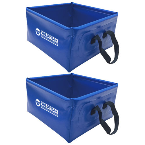 2x Portable Folding Sinks Camp 10L Size PVC 28.5x28.5x16cm Blue