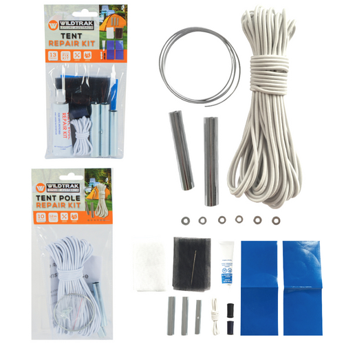 Tent Pole Repair Kit + Tent Hole Patch Kit, 23pce Bundle Outdoor Camping