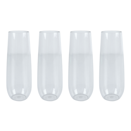 Tritan Stemless Champagne Flute Set 266ml 4 Pieces BPA Free Plastic Travel Cup