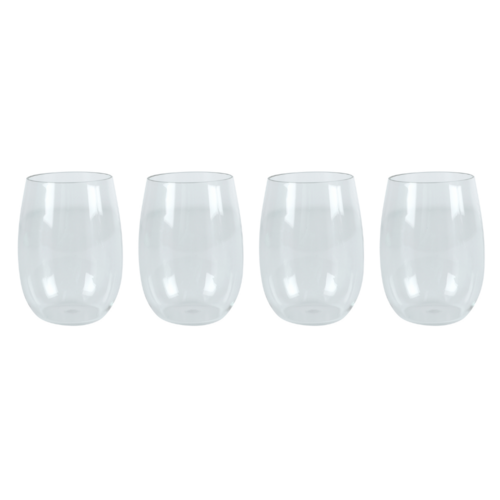 Tritan Stemless Wine Glass Set 444ml 4 Piece BPA Free Plastic Travel Cup