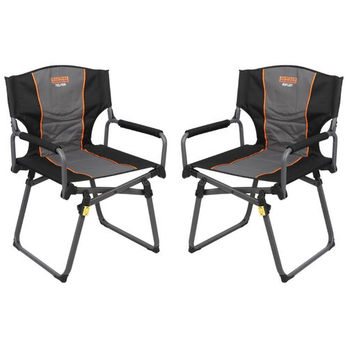 2x Camp Chairs Compact Director Seats 93x53x45cm 120kg Rated