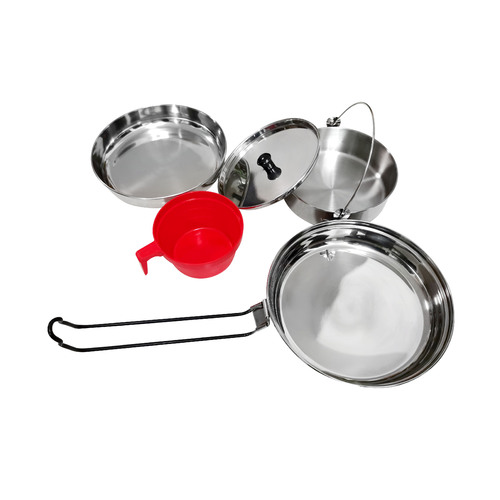 1 Person Mess Kit Stainless Steel 4 Pieces Camp/Travel Cookware